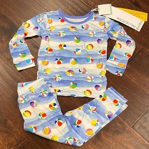 Macaron + Me Bamboo Beach Ball Long Sleeve Pajama Set 2T NWT